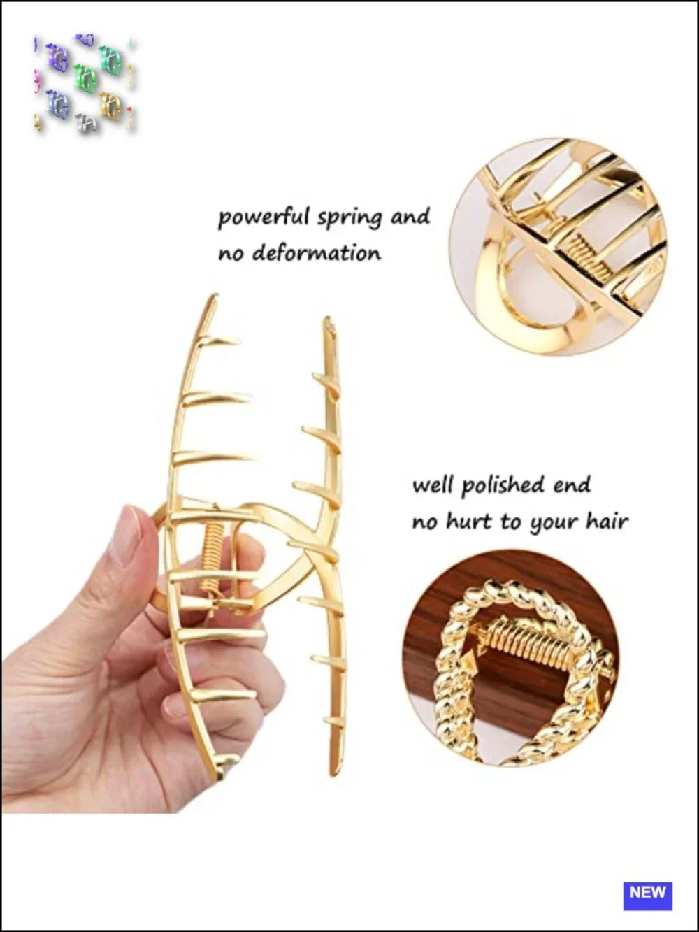 3 Large Metal Claw Clips for Thick Hair, Non-Slip Strong Hold Hair Accessories